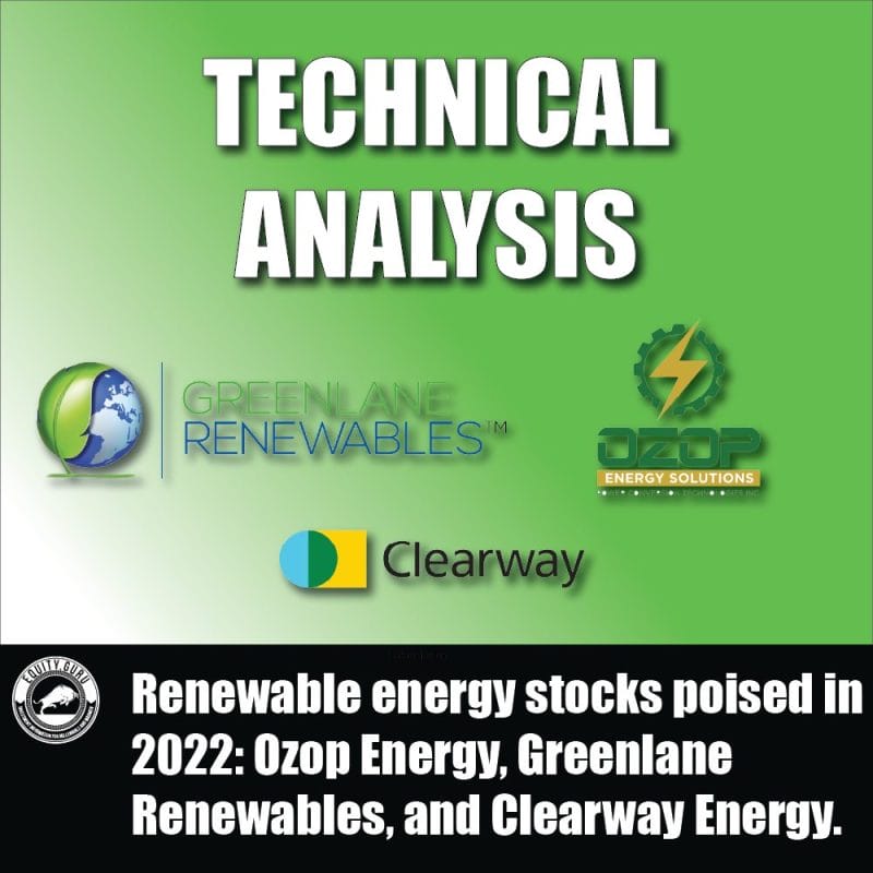 3 Renewable energy stocks poised for gains in 2022 Ozop Energy, Greenlane Renewables, and Clearway Energy.