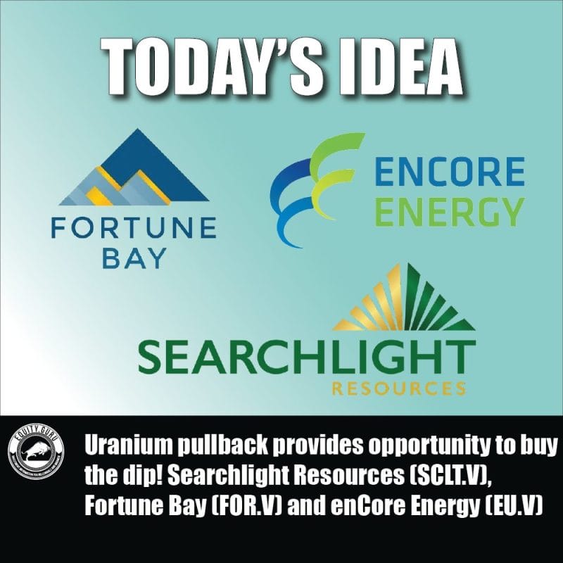 Uranium pullback provides opportunity to buy the dip! Searchlight Resources (SCLT.V), Fortune Bay (FOR.V) and enCore Energy (EU.V)