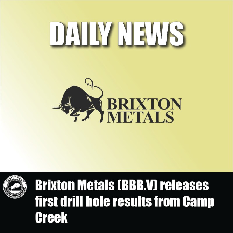 Brixton Metals (BBB.V) releases first drill hole results from Camp Creek