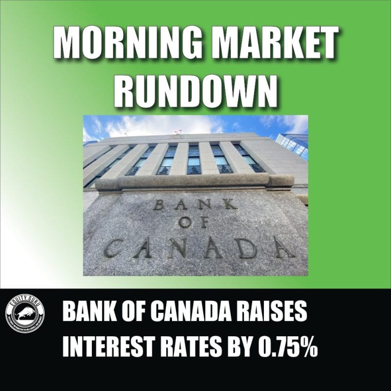 Bank Of Canada Raises Interest Rates By 0.75 Percent - Equity.Guru