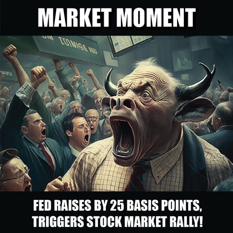 Fed raises by 25 basis points, triggers stock market rally!