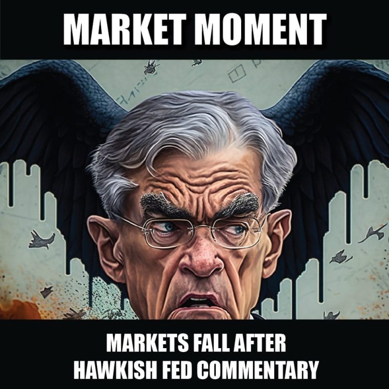 Markets fall after hawkish Fed commentary