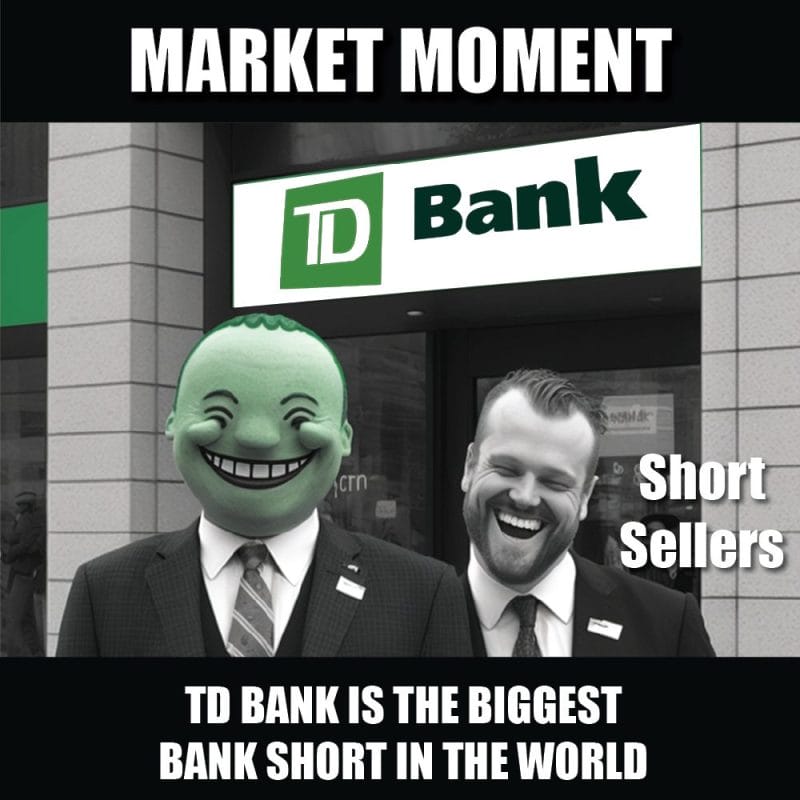 TD bank is the biggest bank short in the world
