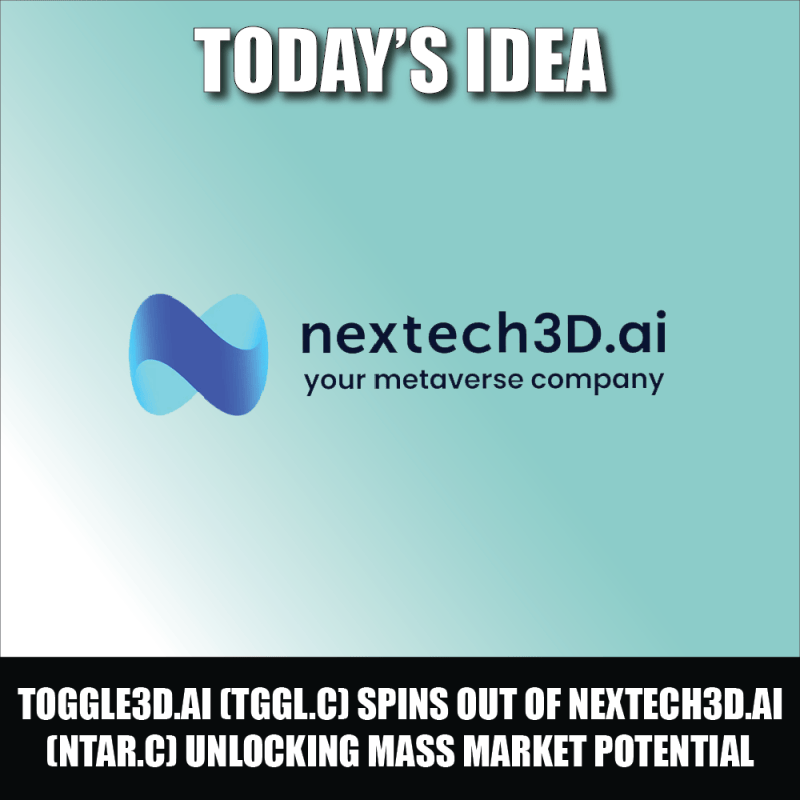 Toggle3D.AI (TGGL.C) spins out of Nextech3D.AI (NTAR.C) unlocking mass market online potential